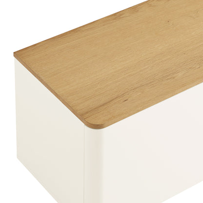 Meuble TV Agnes à bords incurvés, 150 cm de large, blanc