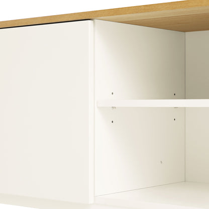 Meuble TV Agnes à bords incurvés, 150 cm de large, blanc