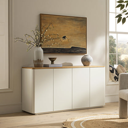 Buffet Agnes à bords incurvés, largeur 150 cm, blanc