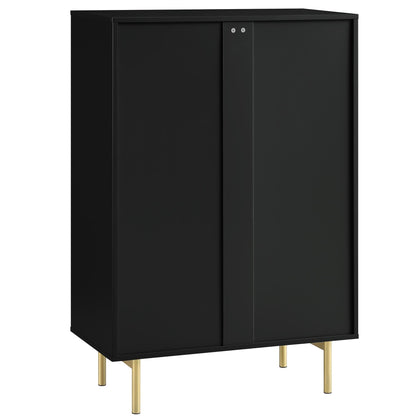 Commode striée Richmond à 5 tiroirs, noir mat