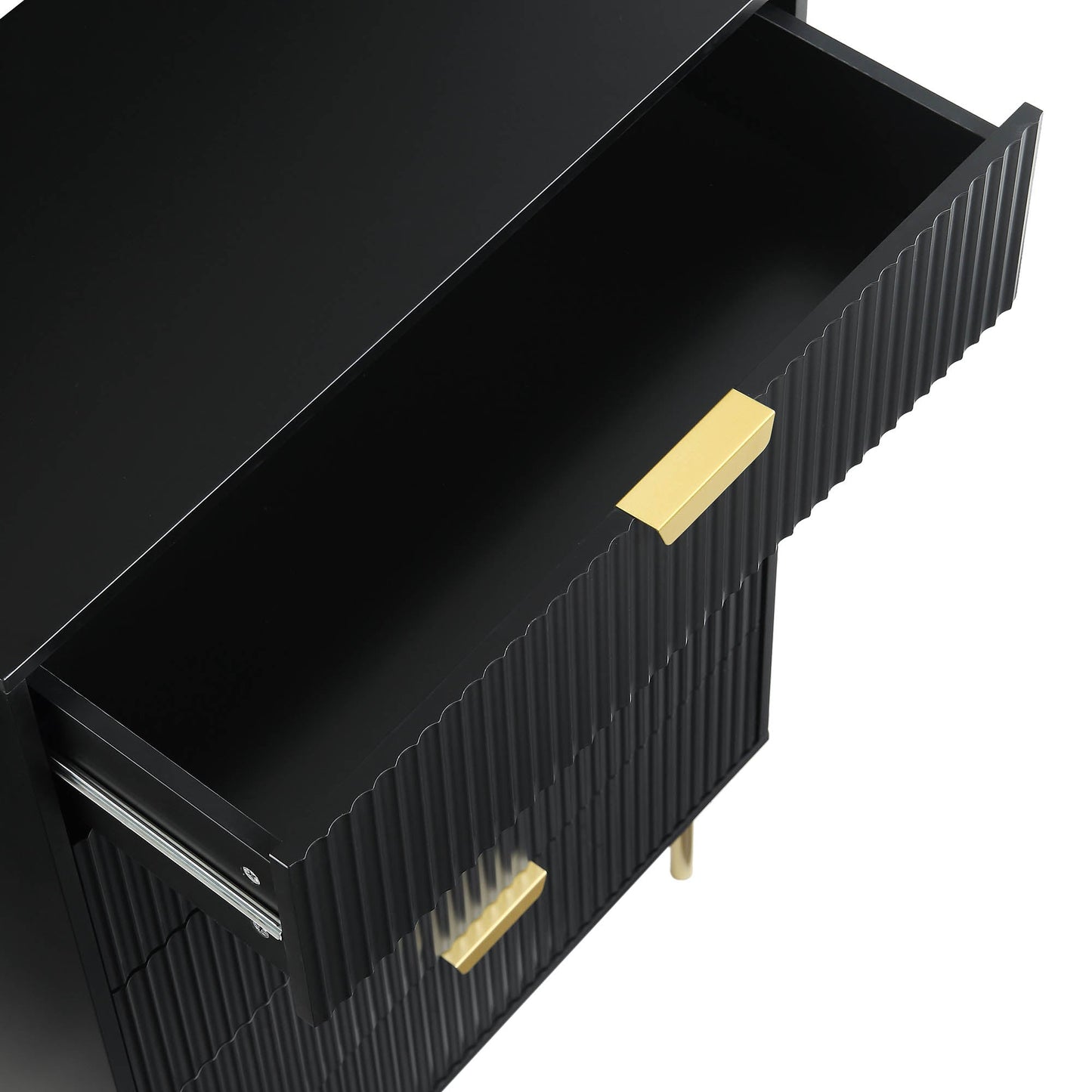 Commode striée Richmond à 5 tiroirs, noir mat