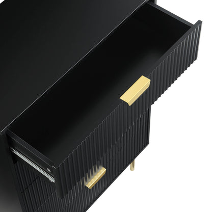 Commode striée Richmond à 5 tiroirs, noir mat