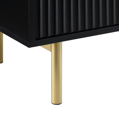 Commode striée Richmond à 5 tiroirs, noir mat