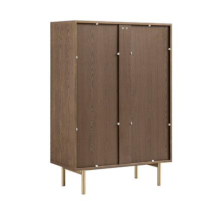 Commode striée Richmond à 5 tiroirs, frêne foncé