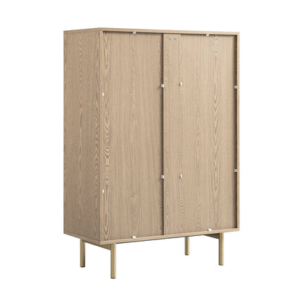 Commode striée Richmond à 5 tiroirs, frêne clair