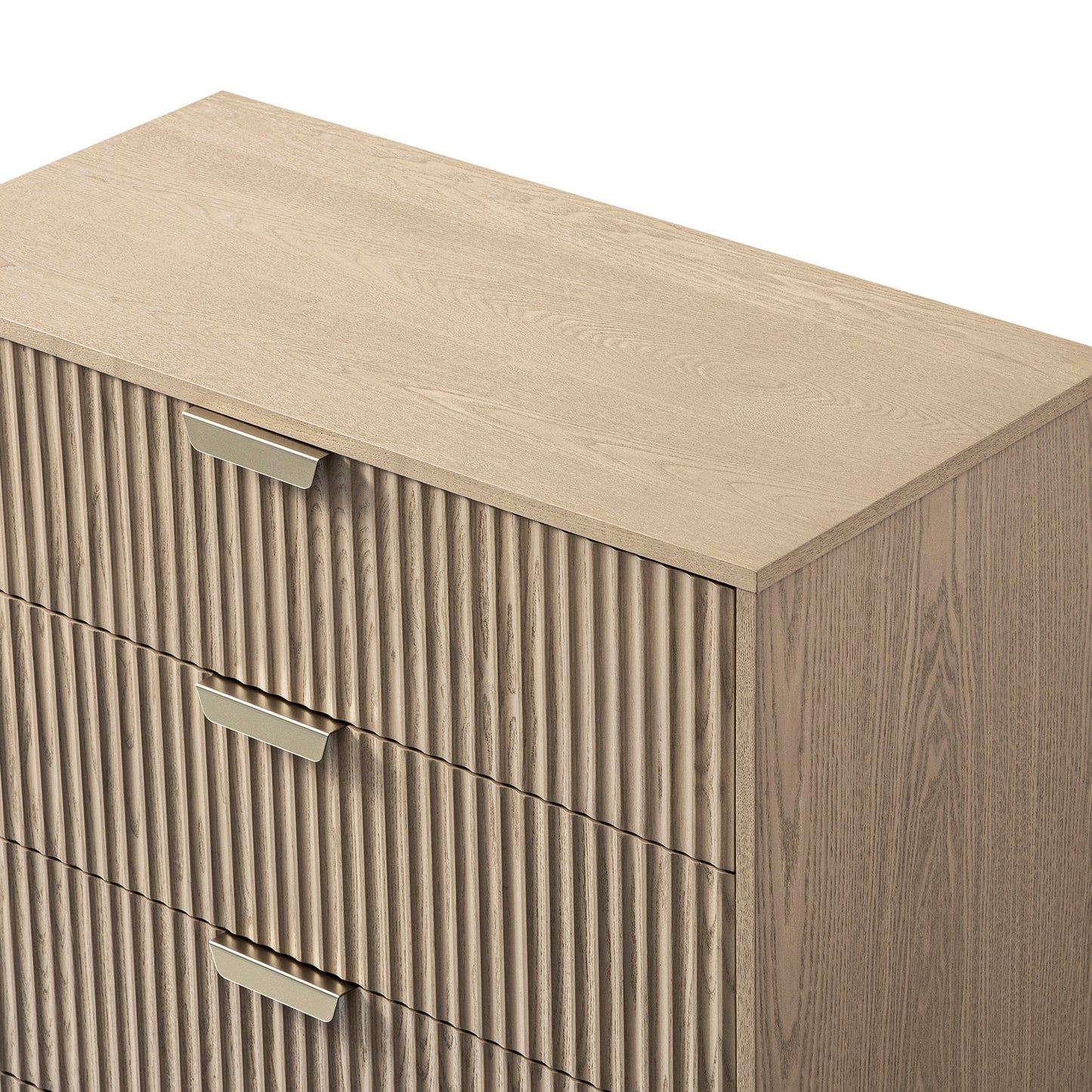 Commode striée Richmond à 5 tiroirs, frêne clair