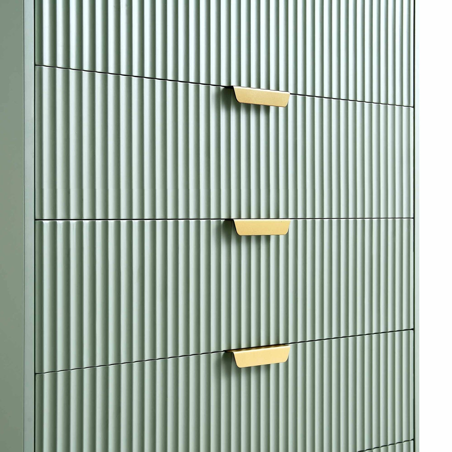 Commode striée Richmond à 5 tiroirs, vert sauge mat