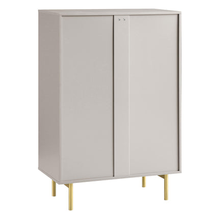 Commode striée Richmond à 5 tiroirs, taupe mat