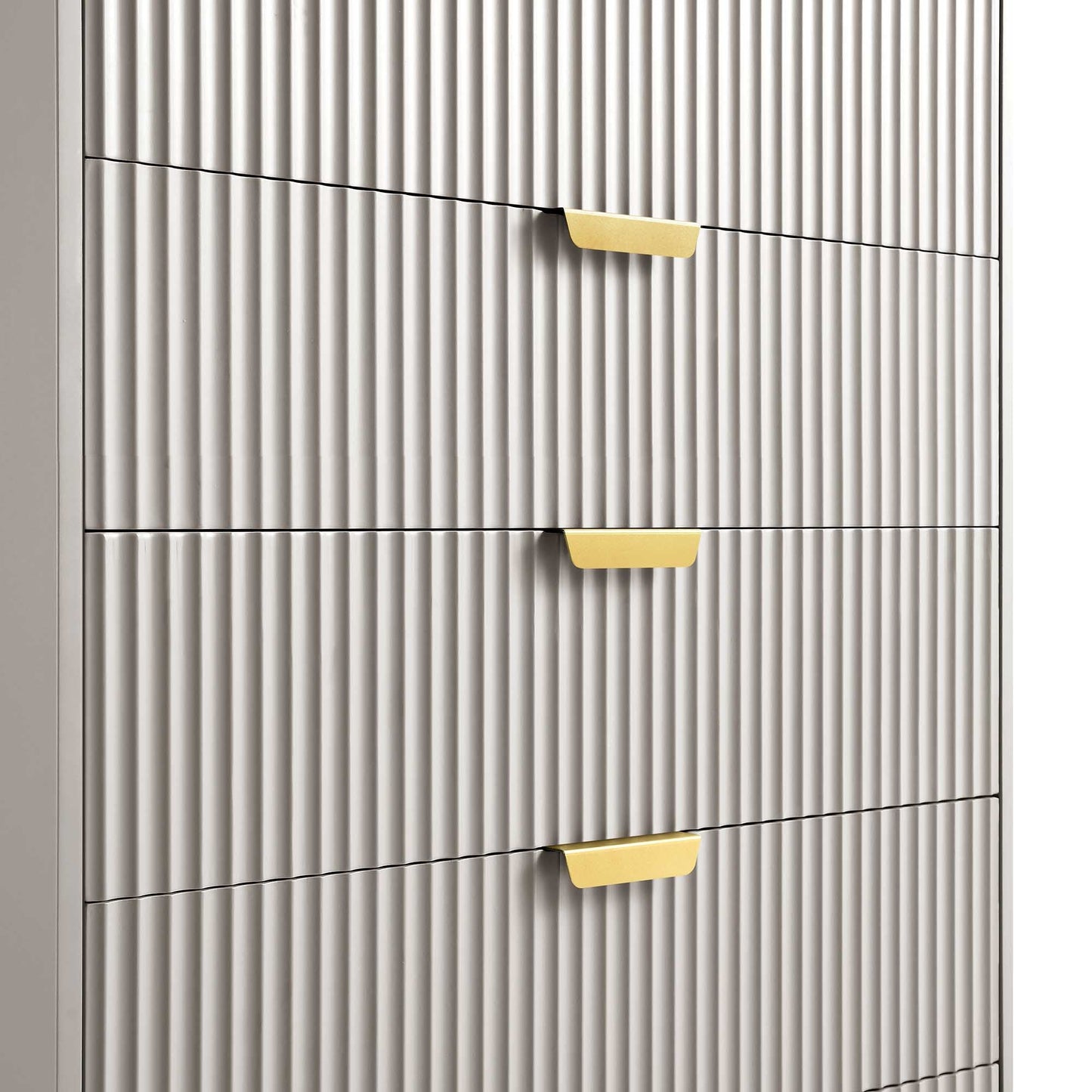 Commode striée Richmond à 5 tiroirs, taupe mat