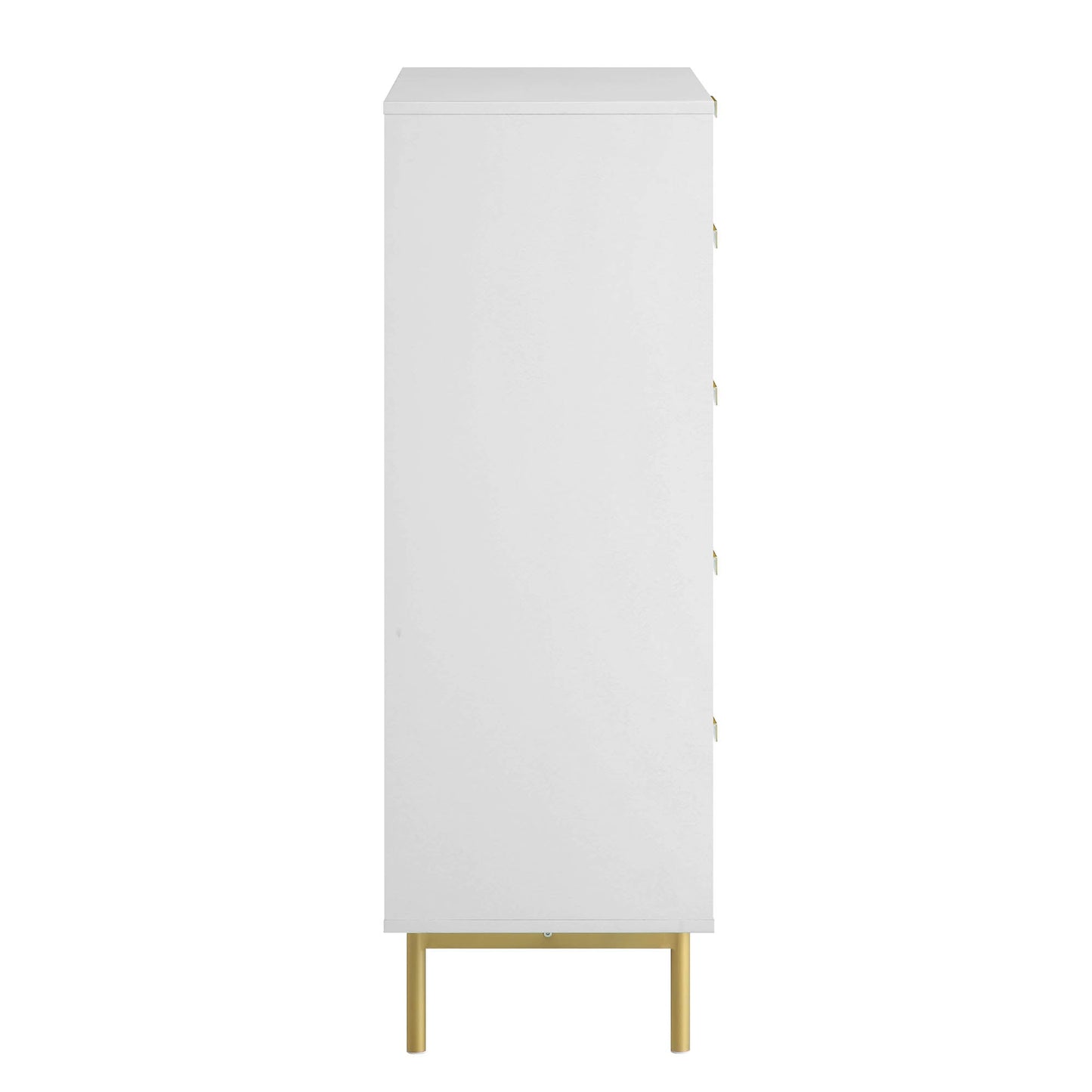 Commode striée Richmond à 5 tiroirs, blanc mat