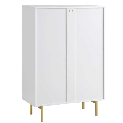 Commode striée Richmond à 5 tiroirs, blanc mat