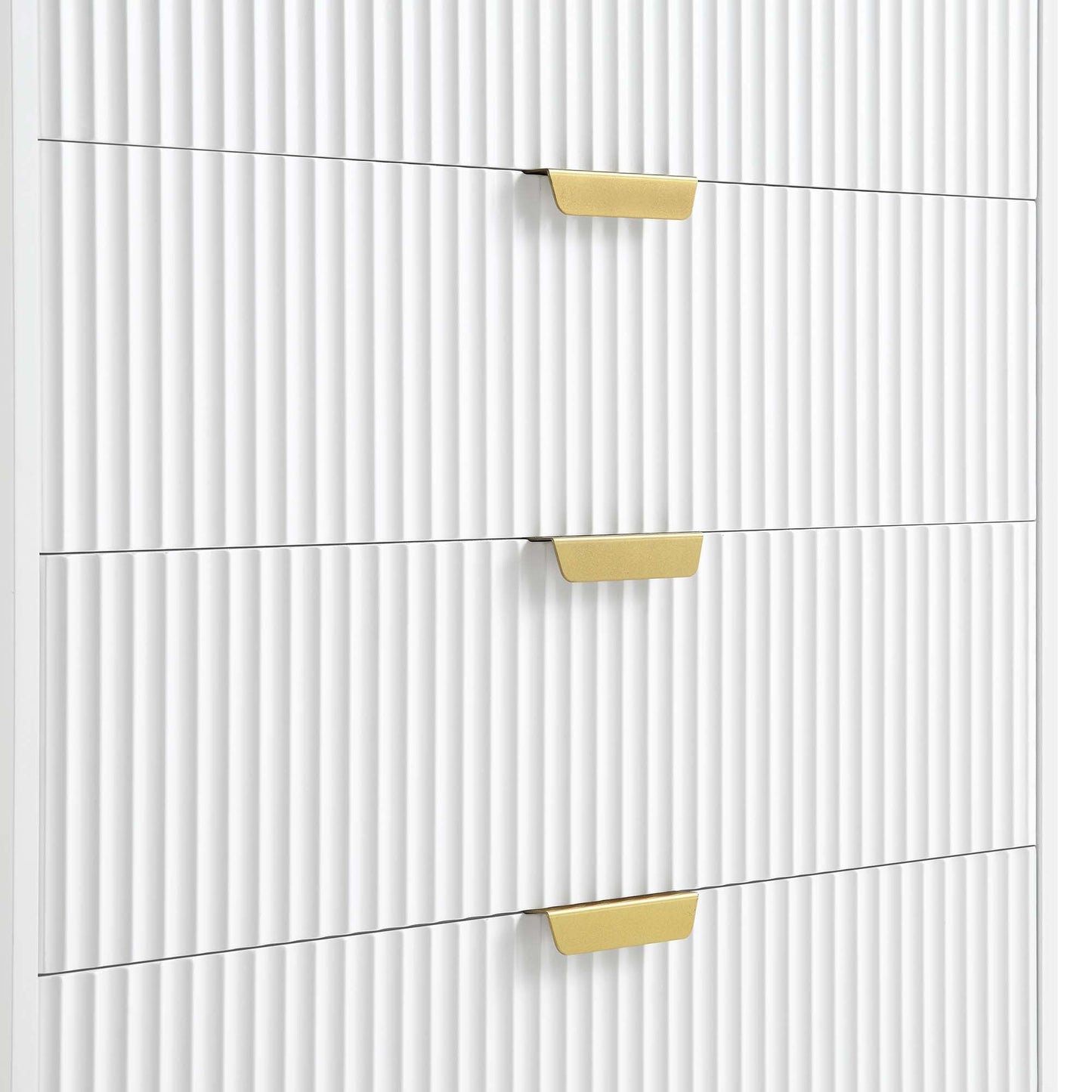 Commode striée Richmond à 5 tiroirs, blanc mat