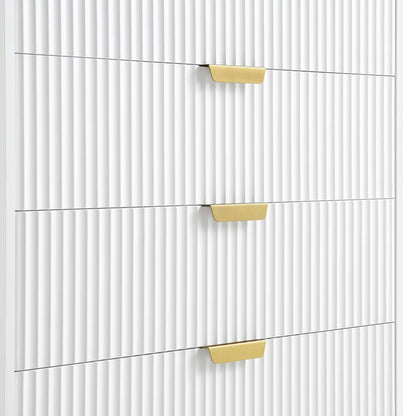 Commode striée Richmond à 5 tiroirs, blanc mat