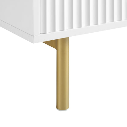 Commode striée Richmond à 5 tiroirs, blanc mat