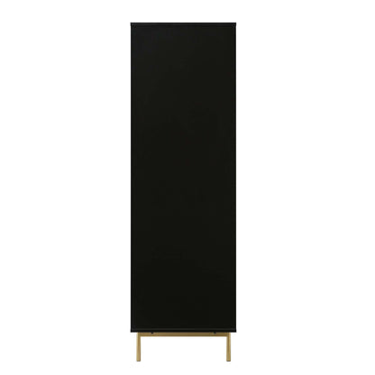 Armoire double striée Richmond avec tiroir, noir mat
