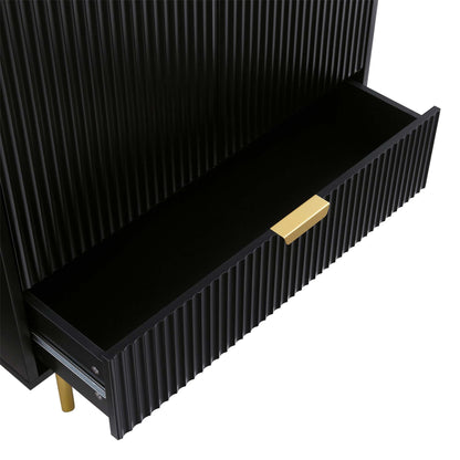 Armoire double striée Richmond avec tiroir, noir mat