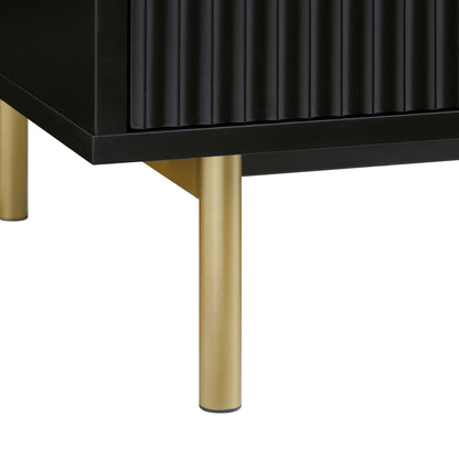 Armoire double striée Richmond avec tiroir, noir mat