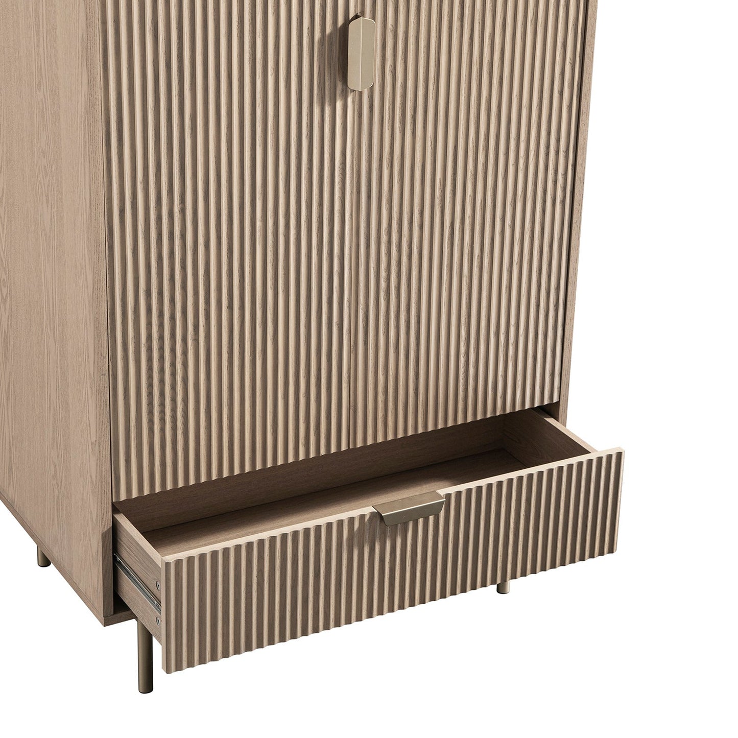 Armoire double striée Richmond avec tiroir, frêne clair