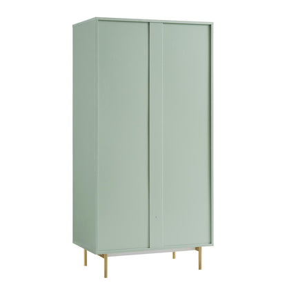 Armoire double striée Richmond avec tiroir, vert sauge mat