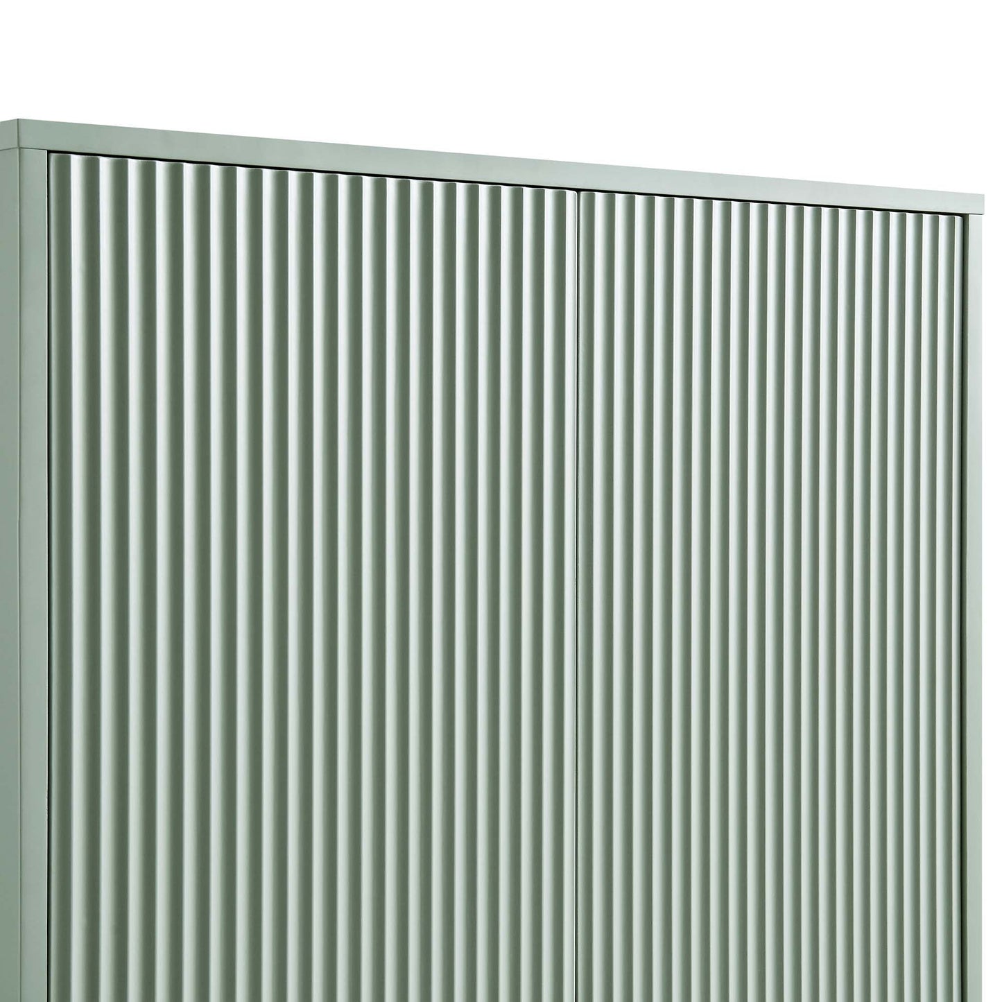 Armoire double striée Richmond avec tiroir, vert sauge mat