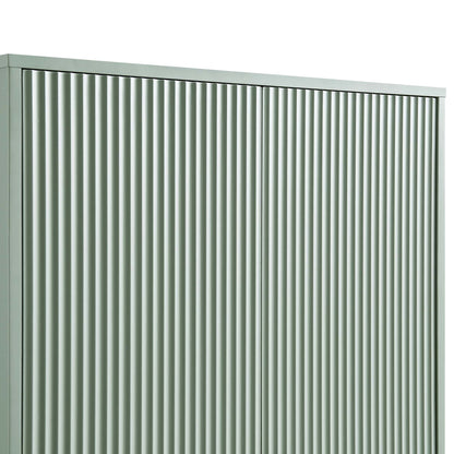 Armoire double striée Richmond avec tiroir, vert sauge mat