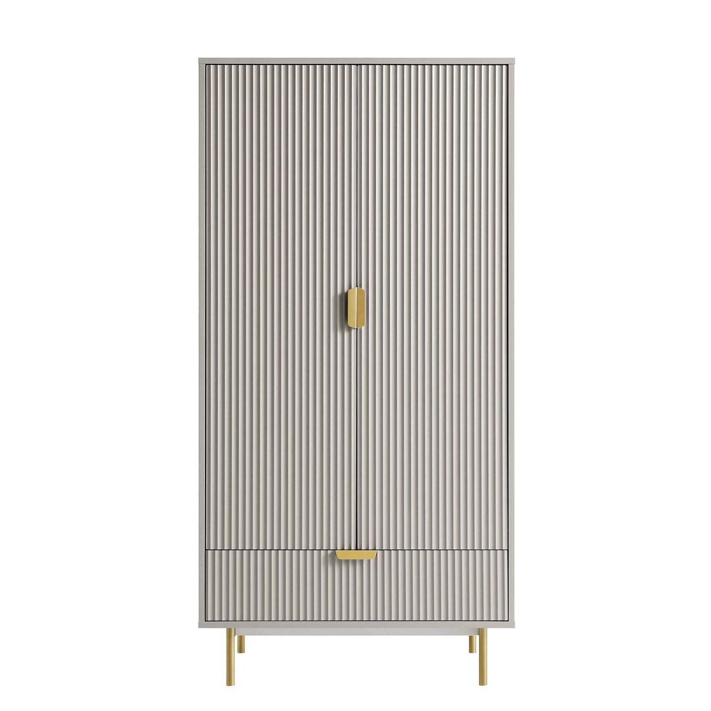 Armoire double striée Richmond avec tiroir, taupe mat