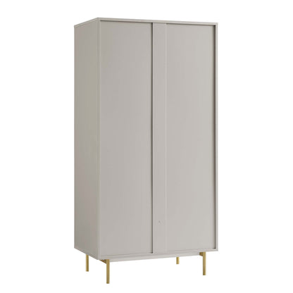 Armoire double striée Richmond avec tiroir, taupe mat