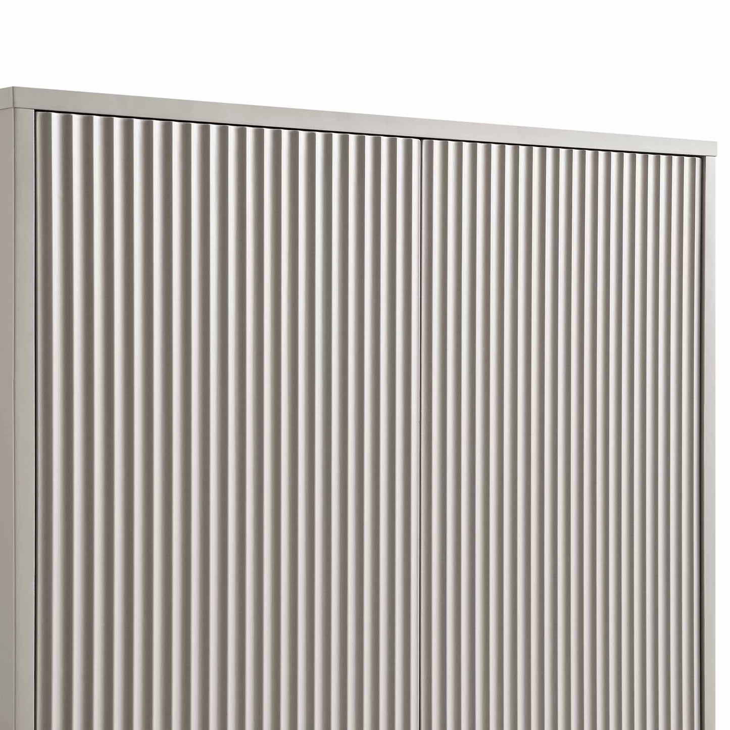 Armoire double striée Richmond avec tiroir, taupe mat