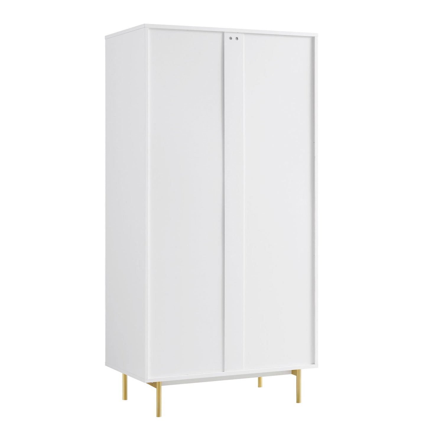Armoire double striée Richmond avec tiroir, blanc mat