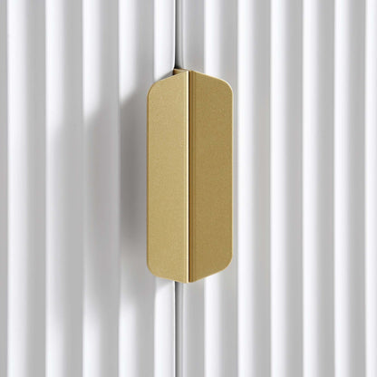 Armoire double striée Richmond avec tiroir, blanc mat