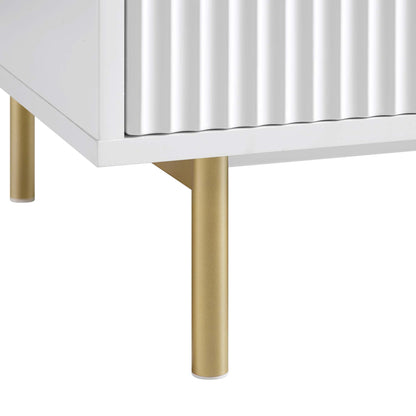 Armoire double striée Richmond avec tiroir, blanc mat