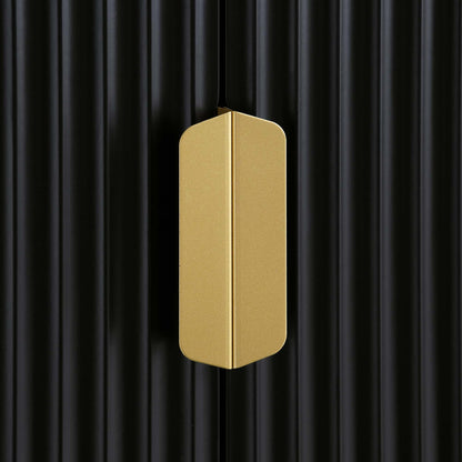 Bibliothèque haute Richmond striée avec portes, noir mat