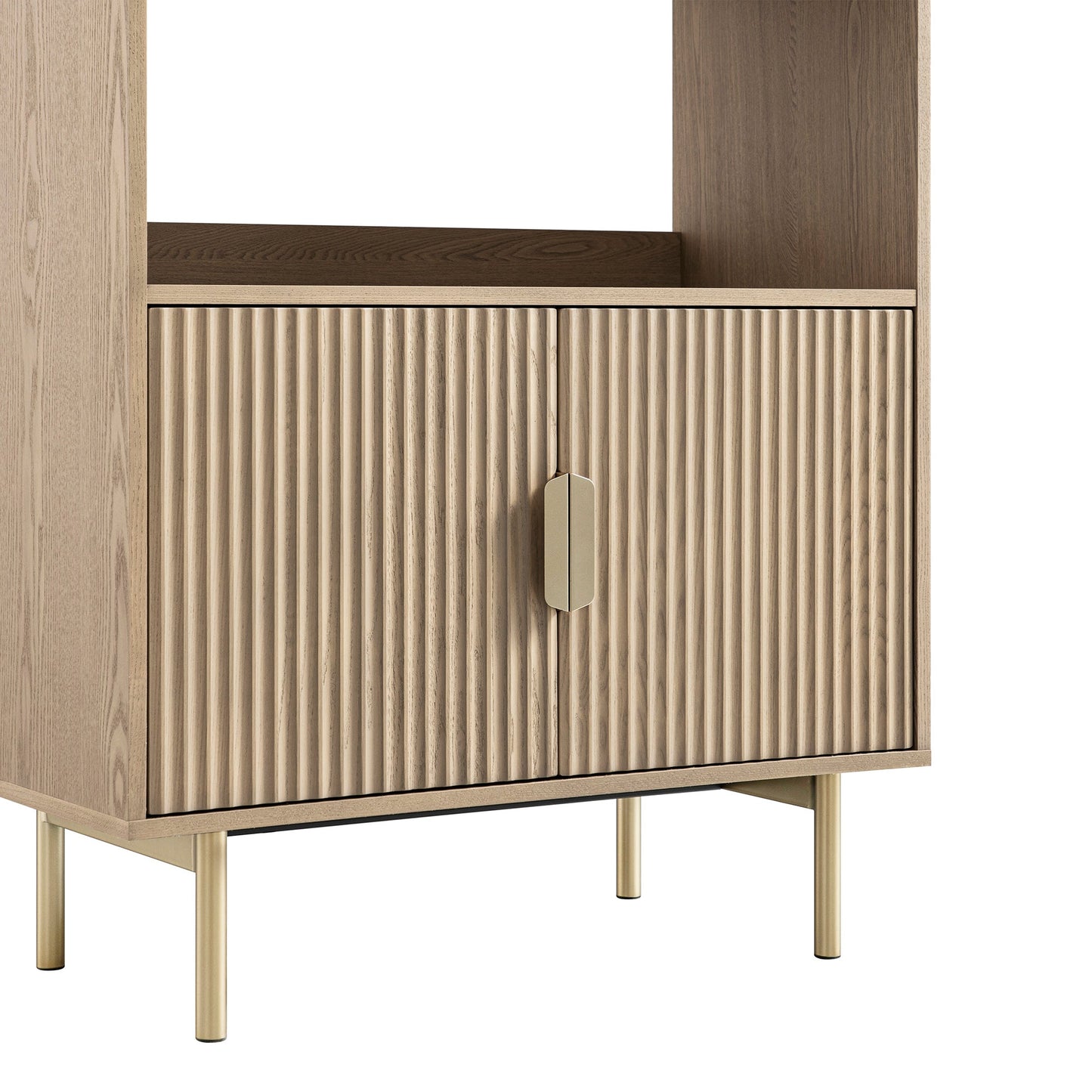 Bibliothèque haute striée Richmond avec portes, frêne clair