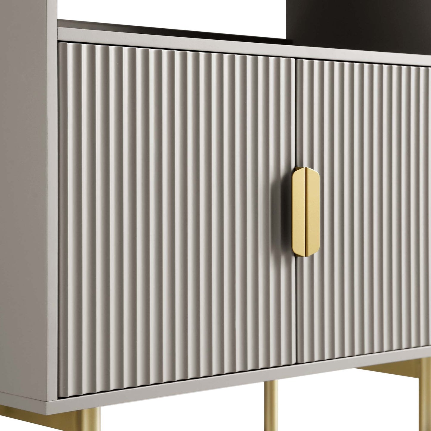 Bibliothèque haute Richmond striée avec portes, taupe mat