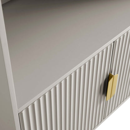 Bibliothèque haute Richmond striée avec portes, taupe mat