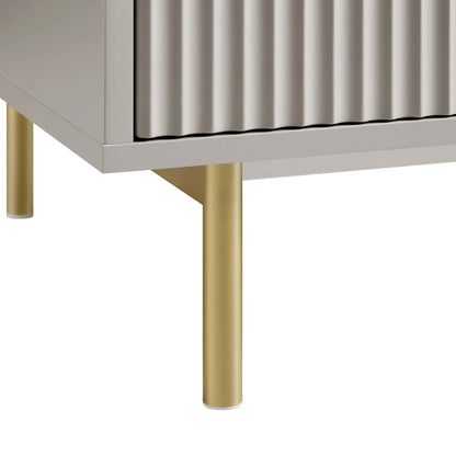 Bibliothèque haute Richmond striée avec portes, taupe mat