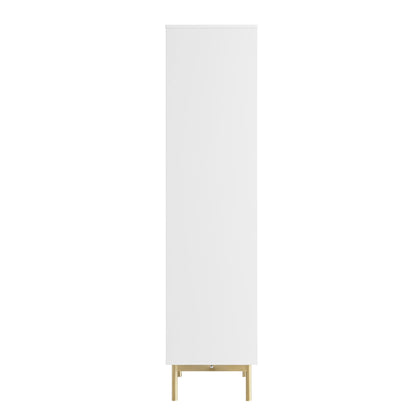 Bibliothèque haute Richmond striée avec portes, blanc mat