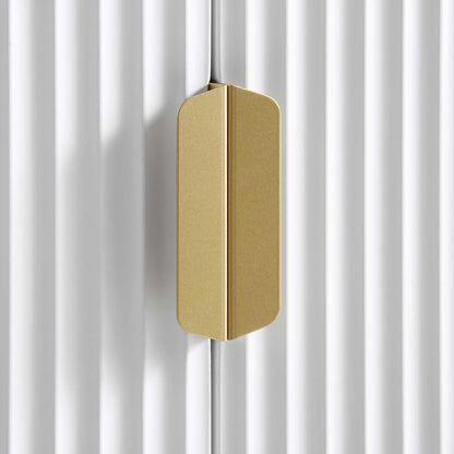 Bibliothèque haute Richmond striée avec portes, blanc mat