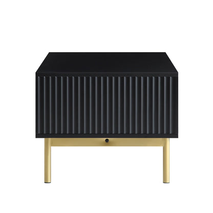 Table basse Richmond striée avec tiroir, noir mat