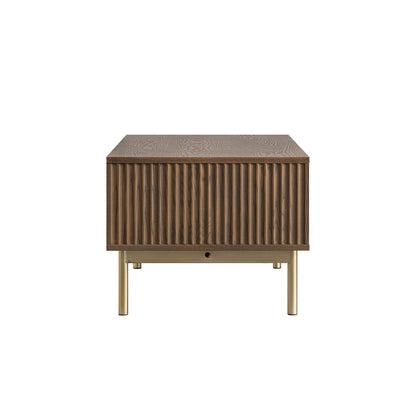 Table basse Richmond striée avec tiroir, frêne foncé