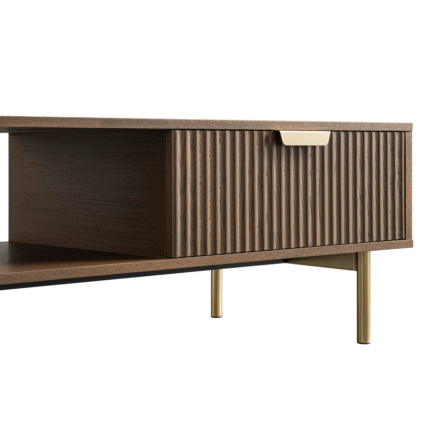 Table basse Richmond striée avec tiroir, frêne foncé