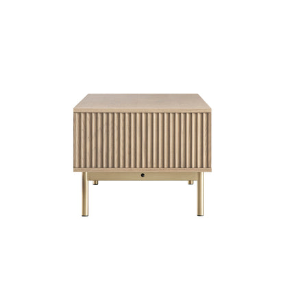 Table basse Richmond striée avec tiroir, frêne clair