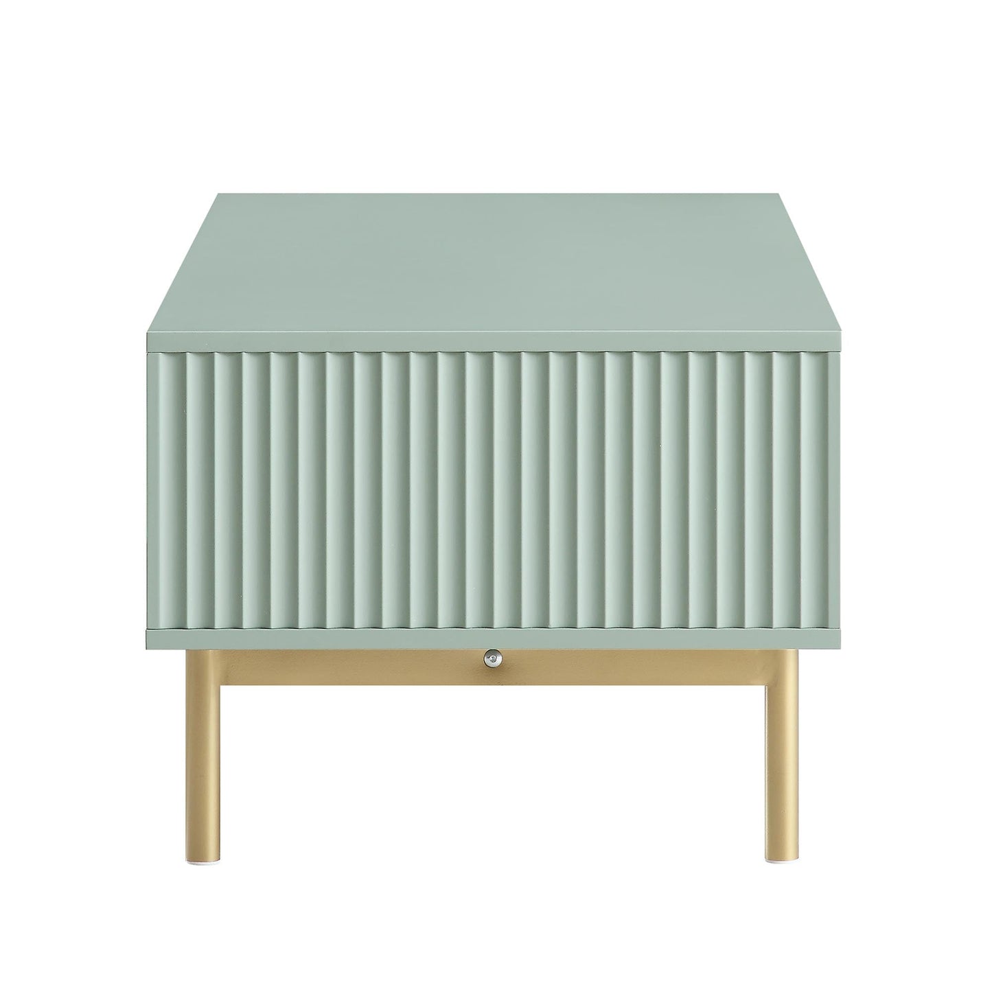 Table basse Richmond striée avec tiroir, vert sauge mat