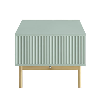 Table basse Richmond striée avec tiroir, vert sauge mat