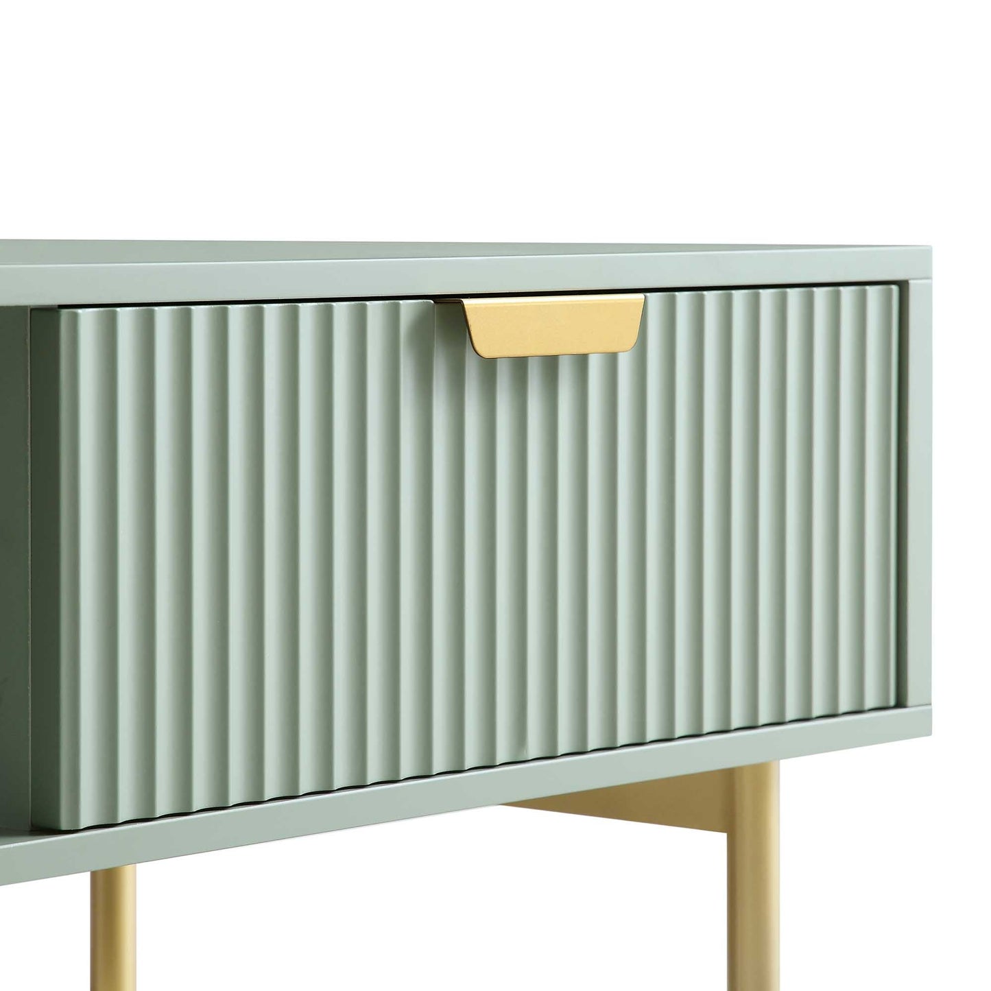 Table basse Richmond striée avec tiroir, vert sauge mat