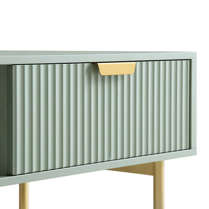 Table basse Richmond striée avec tiroir, vert sauge mat
