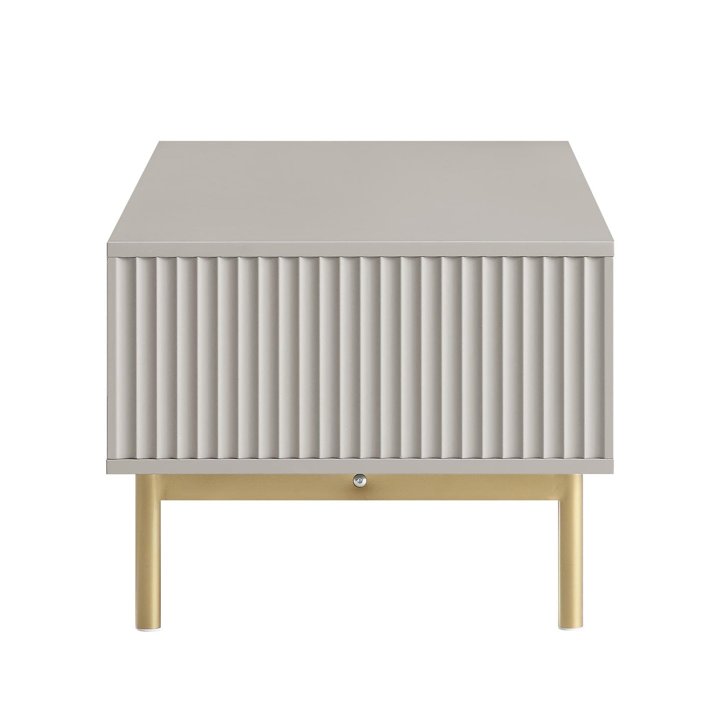 Table basse Richmond striée avec tiroir, taupe mat