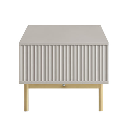 Table basse Richmond striée avec tiroir, taupe mat