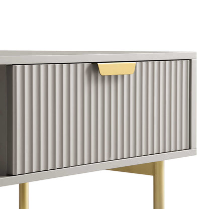 Table basse Richmond striée avec tiroir, taupe mat