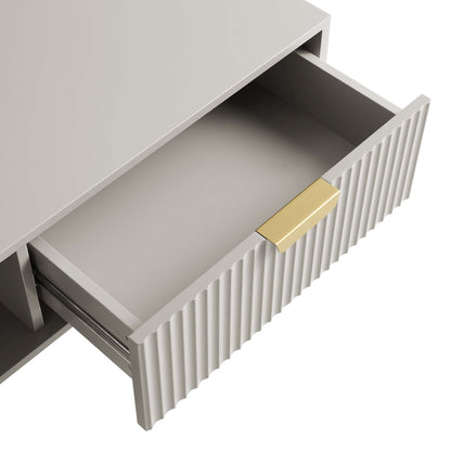 Table basse Richmond striée avec tiroir, taupe mat